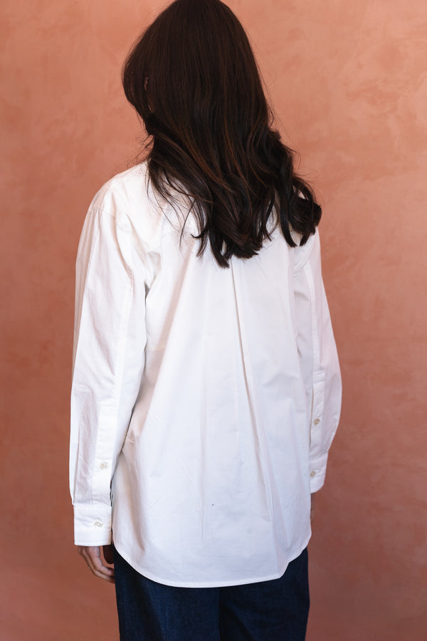White Poplin Shirt with Embroidery
