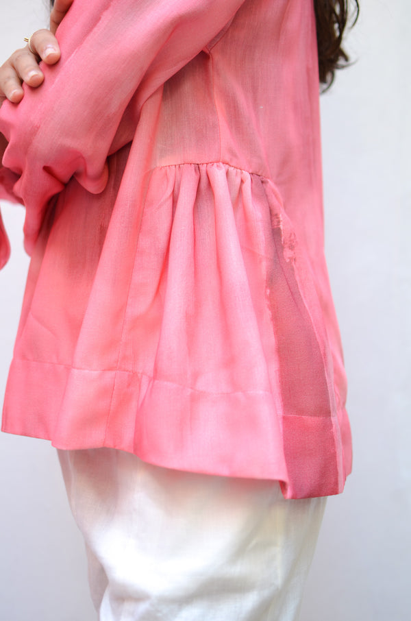 Gradient Linen Blouse in Pink