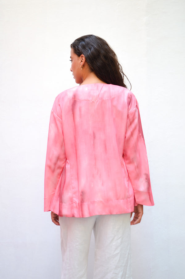 Gradient Linen Blouse in Pink