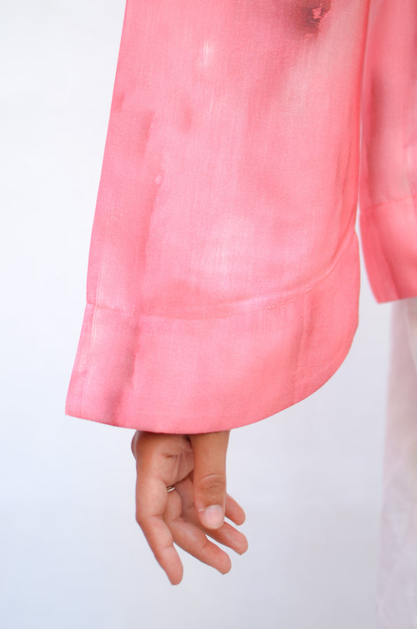 Gradient Linen Blouse in Pink