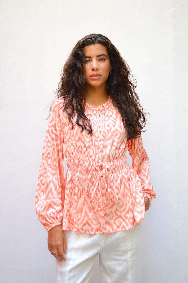 Graphic Printed Blouse in Orange