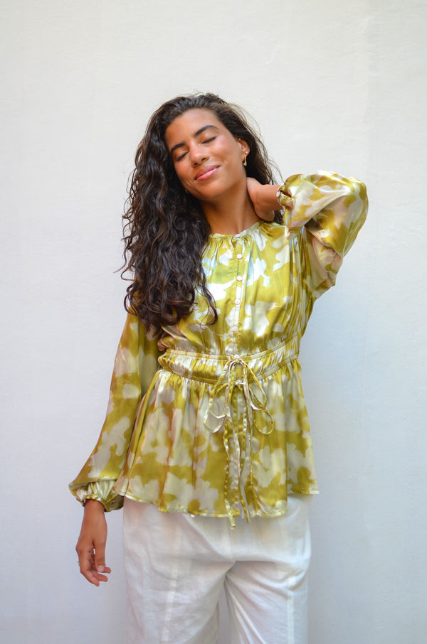 Graphic Printed Blouse in Green