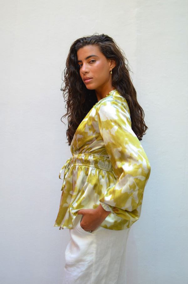 Graphic Printed Blouse in Green