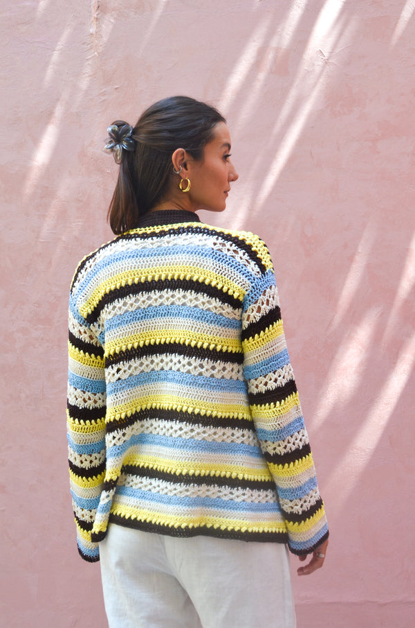 Striped Crochet in Brown X Yellow