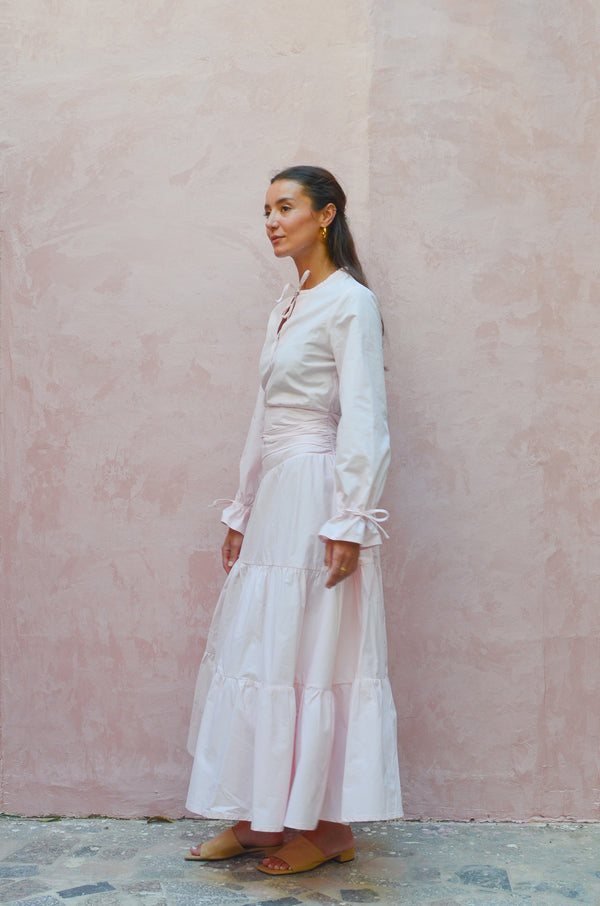 Side Drape Dress in Pink