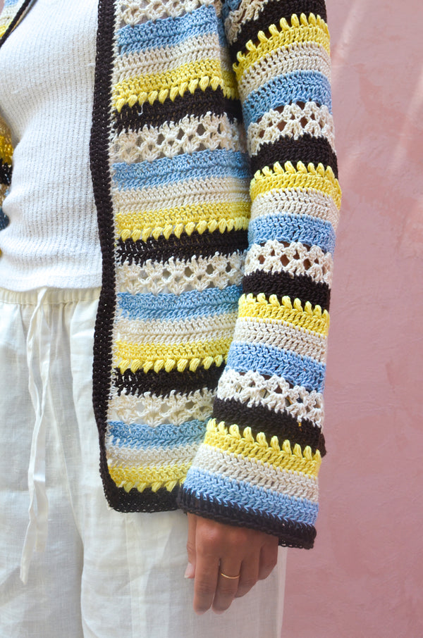 Striped Crochet in Brown X Yellow