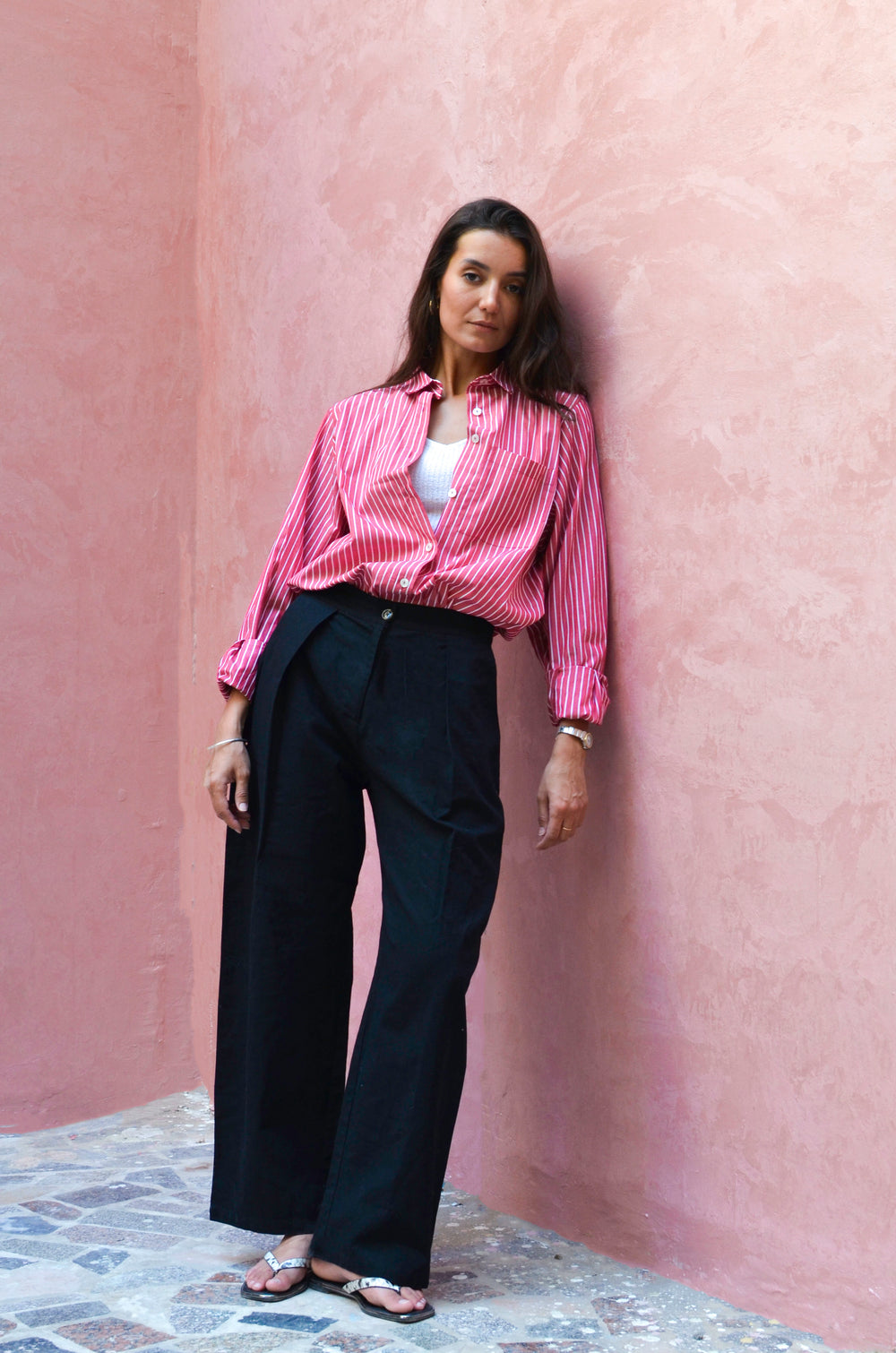 Front Pleated Pants in Black