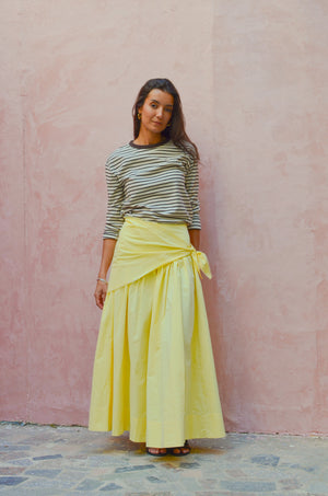 Midi Skirt With Scarf in Yellow