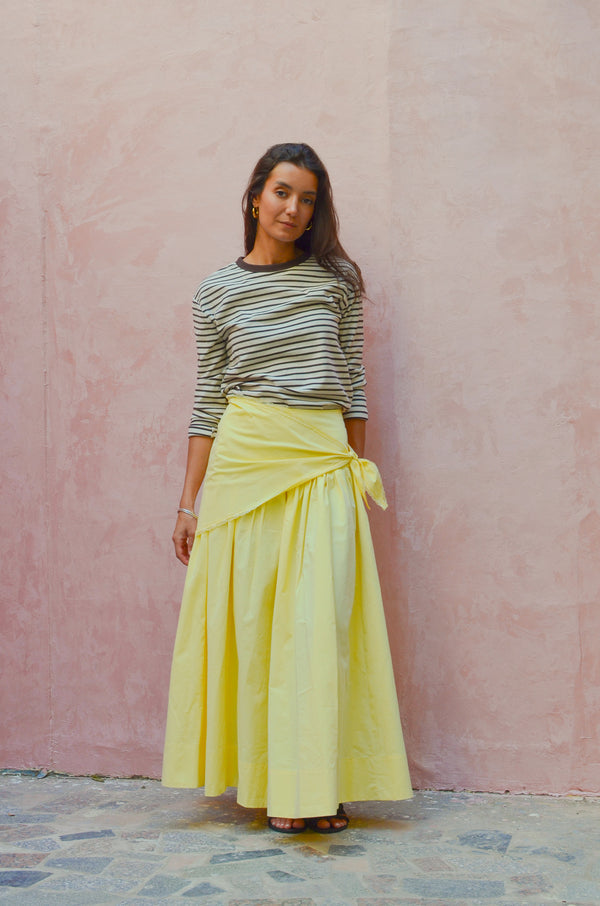 Midi Skirt With Scarf in Yellow