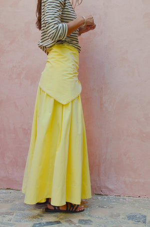 Midi Skirt With Scarf in Yellow