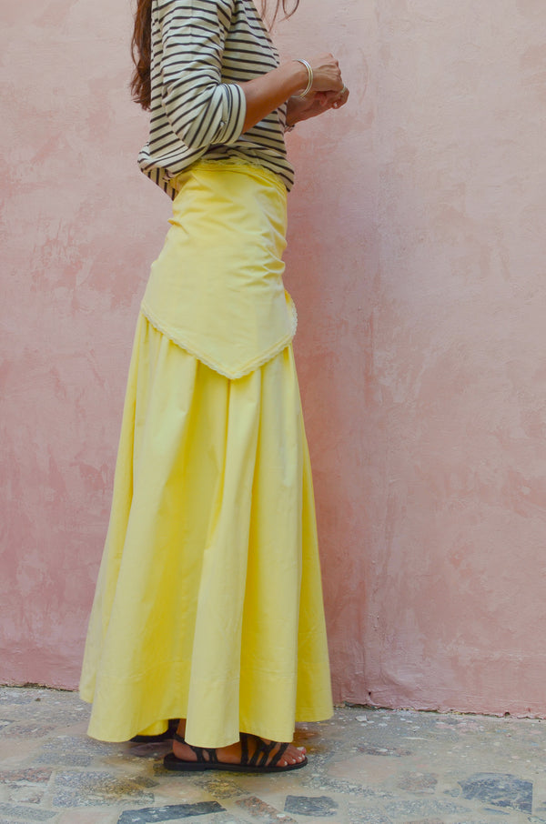 Midi Skirt With Scarf in Yellow