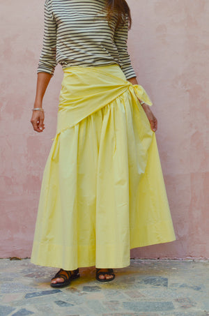 Midi Skirt With Scarf in Yellow