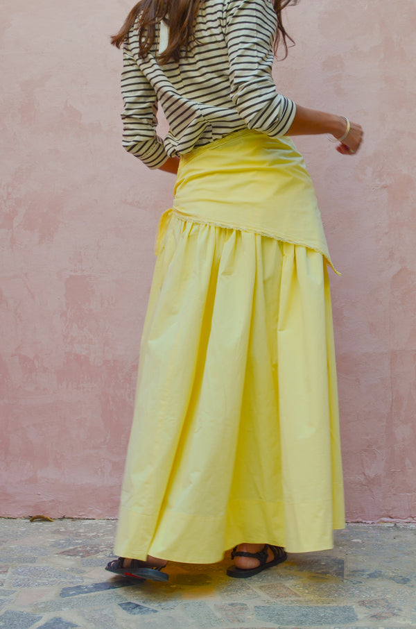 Midi Skirt With Scarf in Yellow