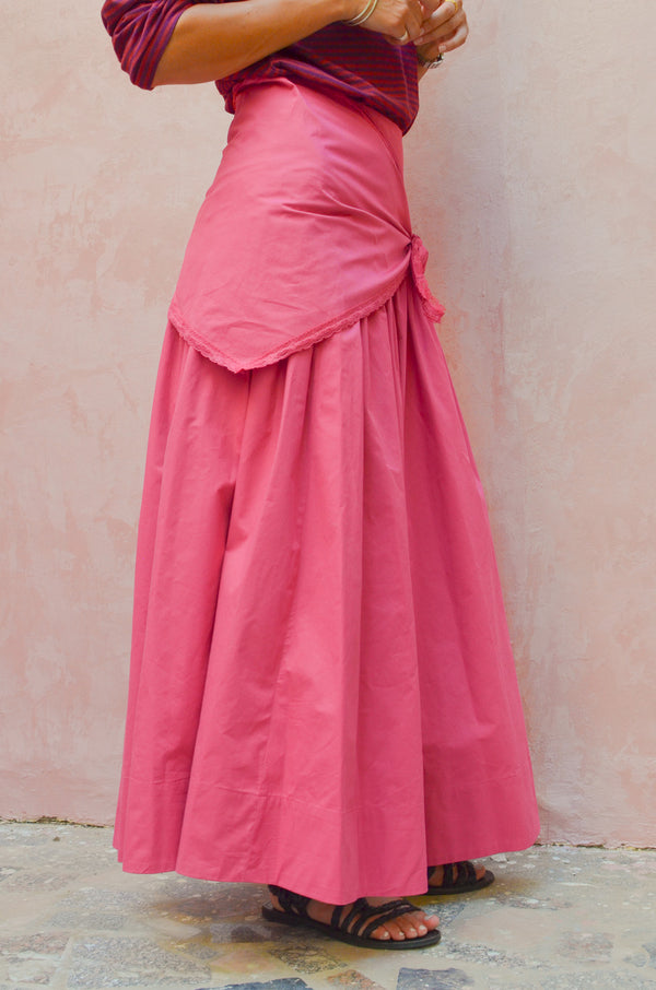 Midi Skirt With Scarf in Magenta