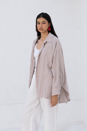 Cotton Muslin Shirt in Cafe