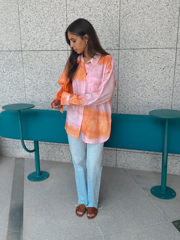 Oversized Linen Shirt in Sunset