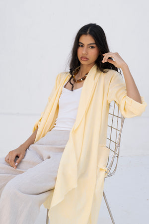 Long Drape Cardigan In Yellow