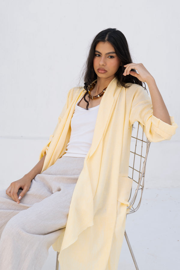 Long Drape Cardigan In Yellow