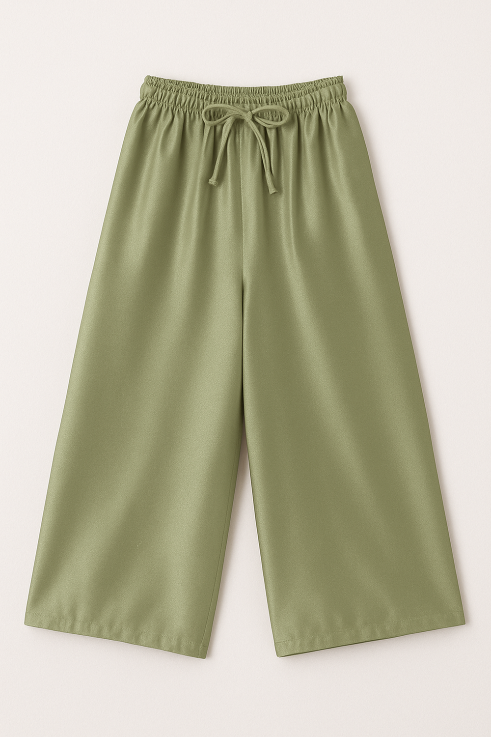Cropped Wide Leg Satin Pants in Lime