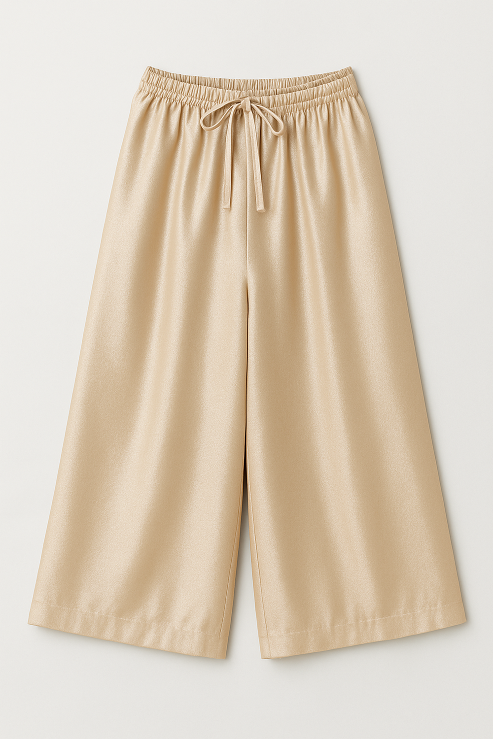 Cropped Wide Leg Satin Pants in Gold