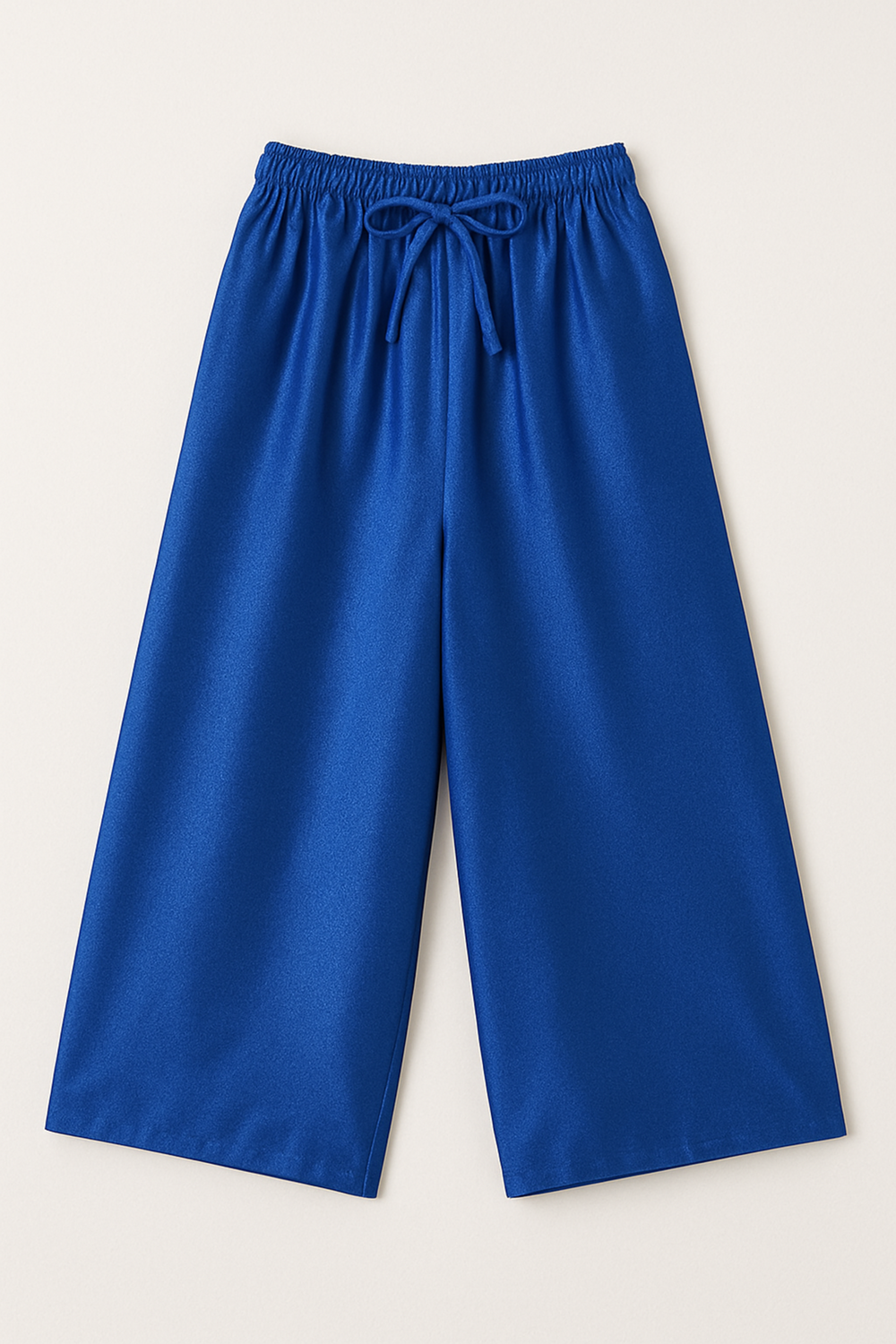 Cropped Wide Leg Satin Pants in Royal Blue