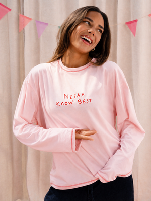 Nesaa Know Best Long Sleeve T-Shirt In Pink