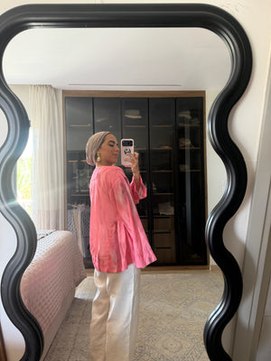 Gradient Linen Blouse in Pink