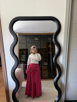 Midi Skirt With Scarf in Magenta