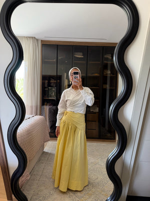 Midi Skirt With Scarf in Yellow