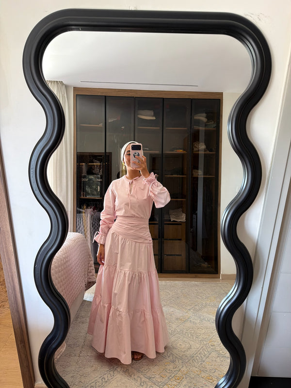 Side Drape Dress in Pink