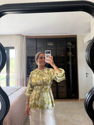 Graphic Printed Blouse in Green