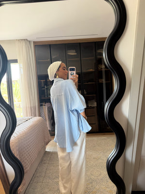 Cotton Muslin Shirt in Baby Blue