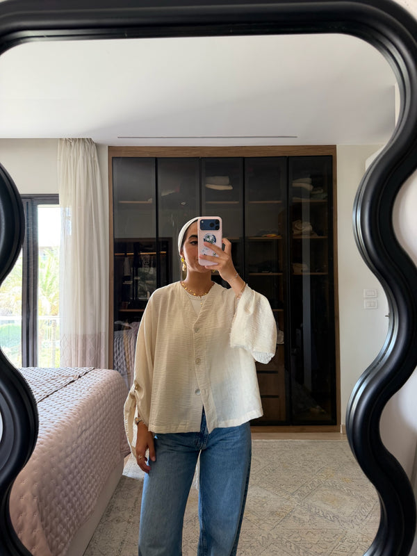 Back-Tie Top in Light Beige