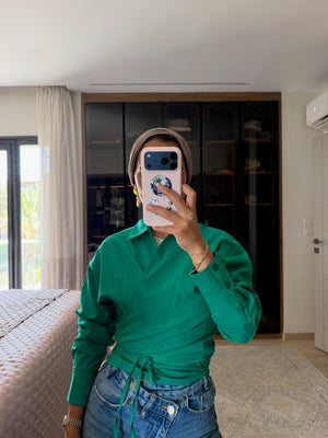 Tied-to-You Cropped Shirt in Green