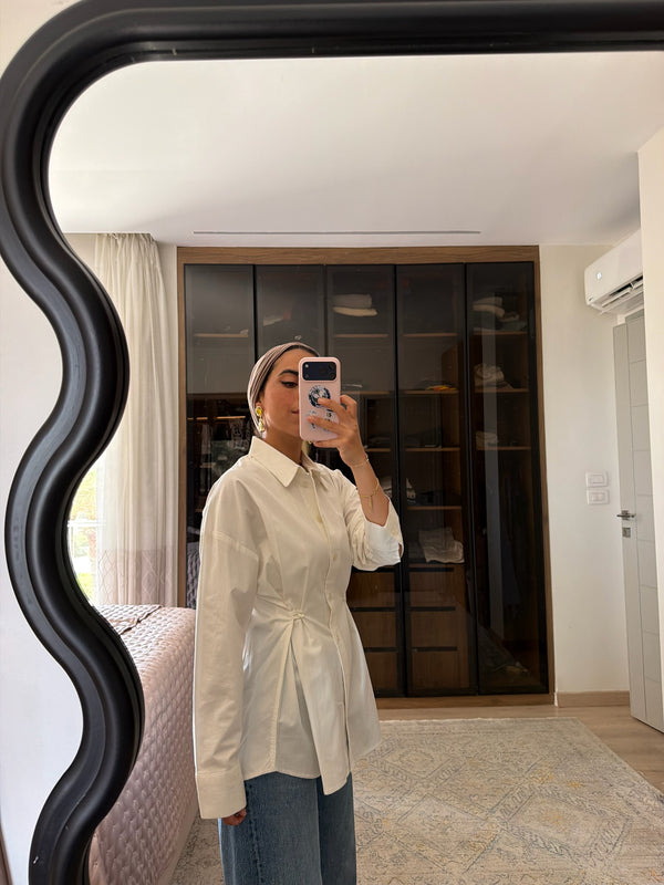 Buttoned Waist Shirt in Offwhite