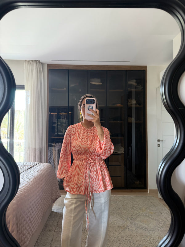 Graphic Printed Blouse in Orange
