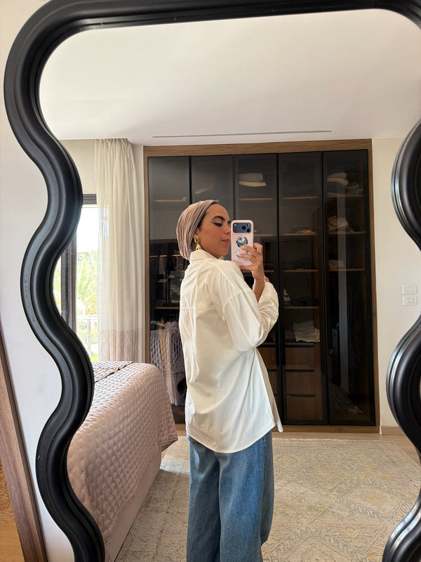 Buttoned Waist Shirt in Offwhite