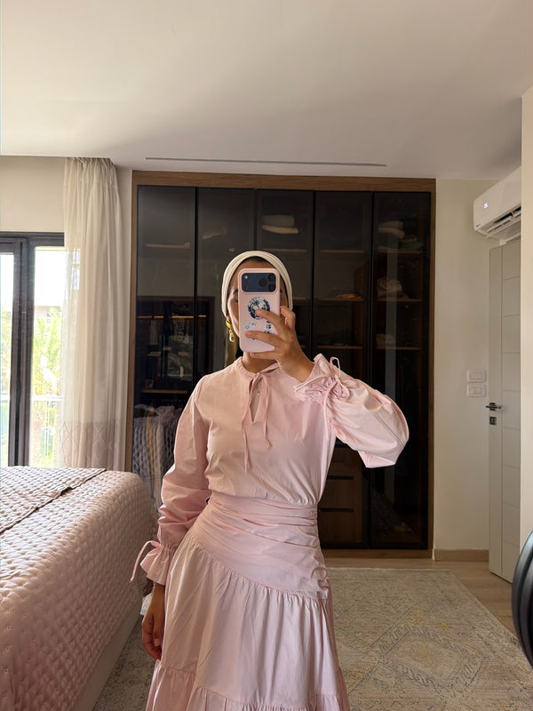 Side Drape Dress in Pink