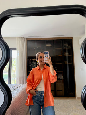 Cotton Muslin Shirt in Dark Orange