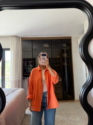 Cotton Muslin Shirt in Dark Orange