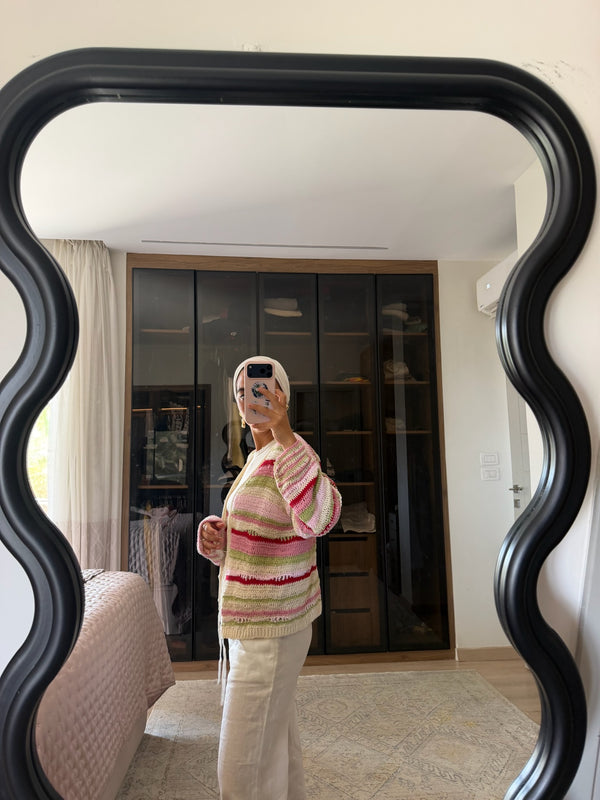 Multi-Stripe Crochet Cardigan
