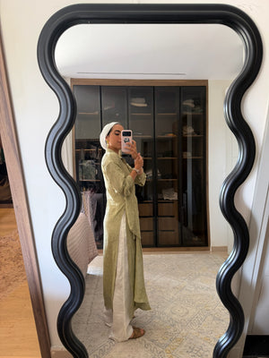 Long Wrap Shirt in Olive