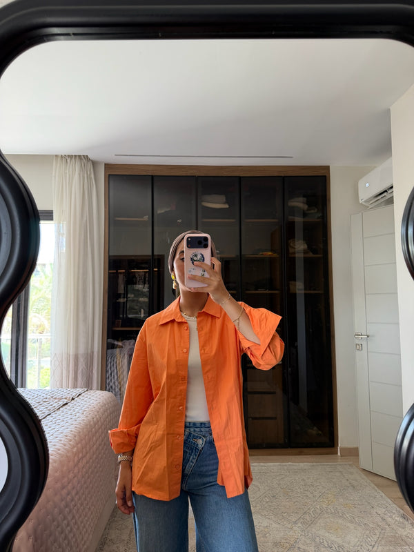 Poplin Shirt in Orange