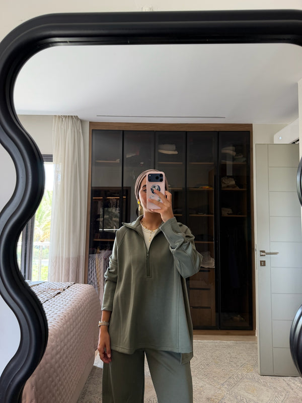 Ultra Soft Single Pleat Set in Olive