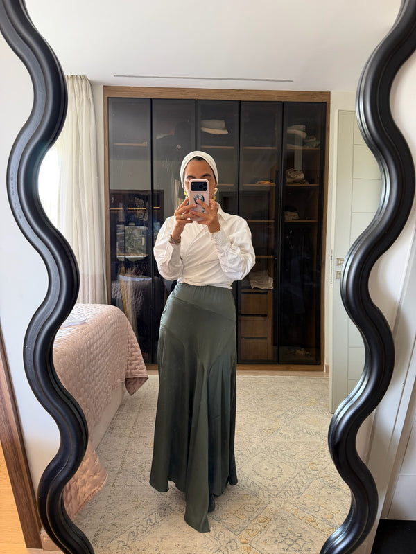 Multi Cut Skirt in Olive