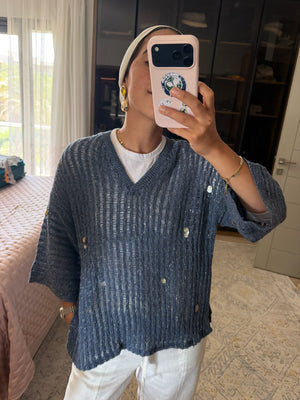 Shell Cardigan in Navy