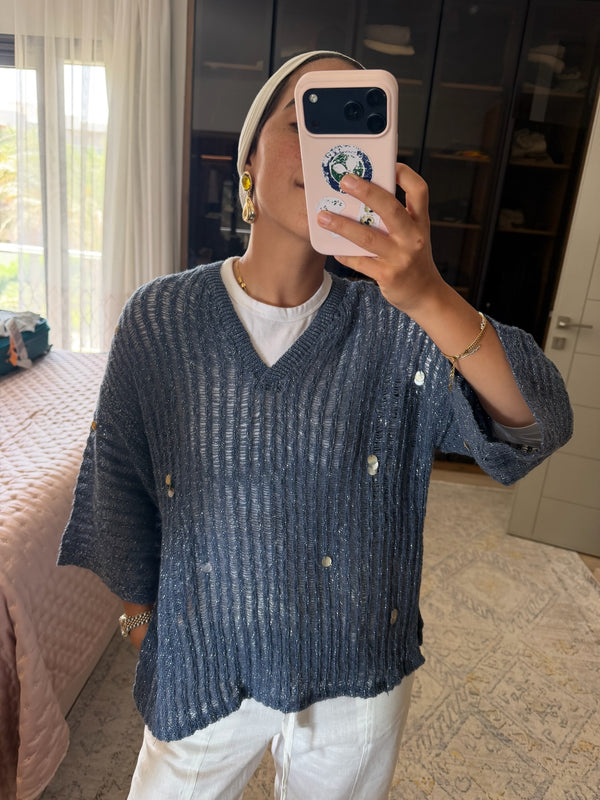 Shell Cardigan in Navy