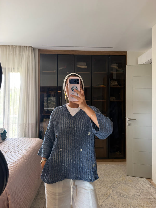 Shell Cardigan in Navy