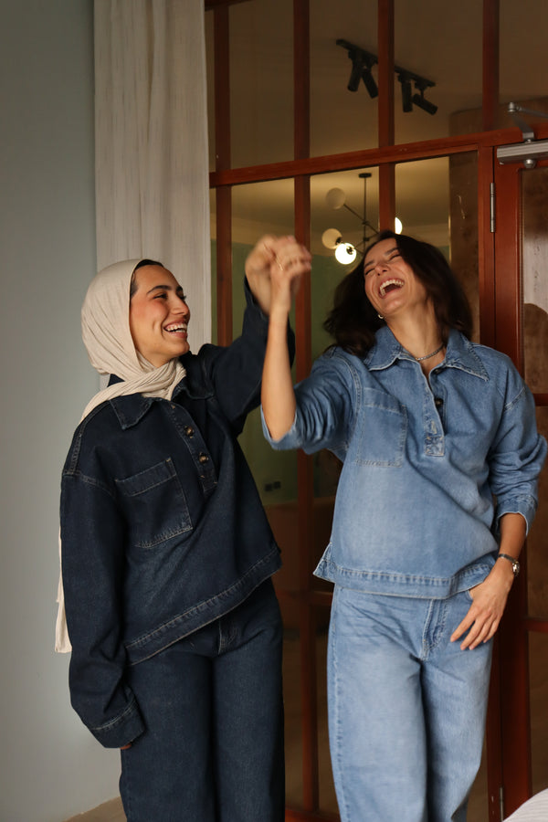 Denim Polo Shirt in Dark Blue