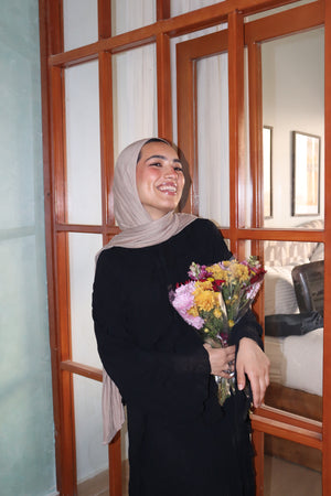 Ruffled Chiffon Dress in Black